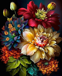 Diamentowa Mozaika Kwiaty bukiet z piwoniami NO-2003012