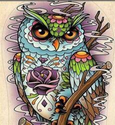 Diamentowa mozaika sowa z rysunkami kwiatów abstrakcja NO-1007752