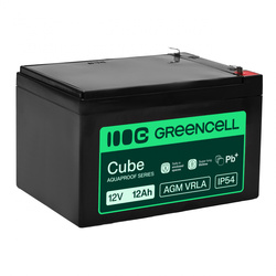 Greencell AGM VRLA 12V 12Ah bezobsługowy akumulator do kasy fiskalnej, zabawek, kamer (151x98.5x95mm)