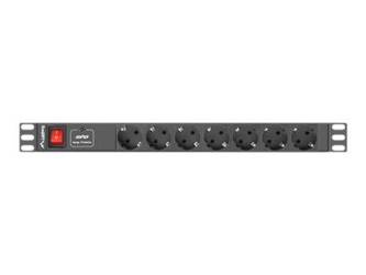 LANBERG PDU-07F-0200-BK Lanberg listwa zasilająca Rack PDU 1U 16A, 7x schuco, 2m, czarna