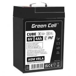 Green Cell Cube AGM VRLA IP54 6V 4Ah bezobsługowy akumulator do systemu alarmowego kasy fiskalnej zabawki