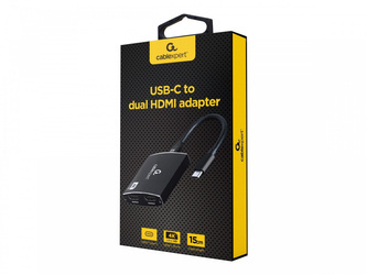 GEMBIRD Adapter USB-C na 2x HDMI 4K 60Hz czarny