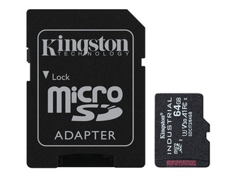 KINGSTON 64GB microSDXC Industrial C10 A1 pSLC Card + SD Adapter