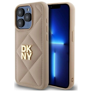 Etui DKNY Quilted Stack Logo na iPhone 15 Pro Max - beżowe