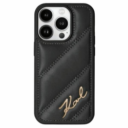 Etui Karl Lagerfeld Diagonal Quilted Script na iPhone 14 Pro - czarne
