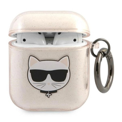 Etui Karl Lagerfeld Glitter Choupette na AirPods 1 / 2 - złote