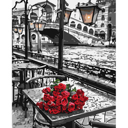 Malowanie po numerach Róże na stoliku 40x50cm