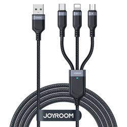 Kabel Joyroom S-A18 3w1 3,5A USB-A - Lightning+USB-C+MicroUSB 1,2m - czarny