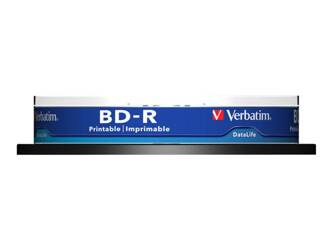 VERBATIM 43804 BluRay BD-R SL DATALIFE Verbatim Spindle 10 25GB 6x Wide PRINTABLE NO ID