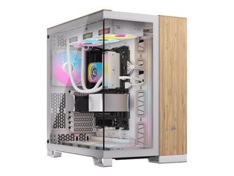 Corsair Dual Chamber PC Case | 6500X | White/Bamboo wood | Mid Tower | Power supply included No