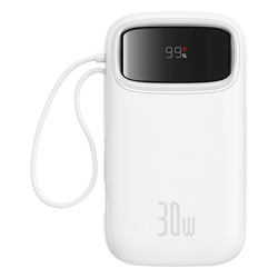 Powerbank Baseus QPow 2 20000mAh 30W z 2 wbudowanymi kablami USB-C - biały