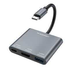 Hub Wozinsky WHCH-01 USB-C PD 100W HDMI 4K@30Hz USB-A 10Gbps - szary
