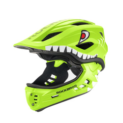 Kask rowerowy Rockbros TT-32003 Shark dziecięcy z odpinaną szczęką rozmiar S (48-52) - zielony