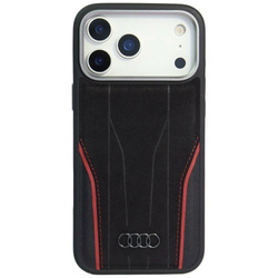 Etui Audi R8 Genuine Leather MagSafe do iPhone 17 Pro Max - czarno-czerwony