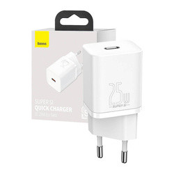 BASEUS CCSP020102 Super Si 1C szybka ładowarka USB Typ C 25W Power Delivery Quick Charge biały