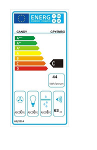 Candy | Hood | CPY5MBG | Canopy | Energy efficiency class C | Width 52 cm | 298 m³/h | Mechanical control | LED | Black Glass