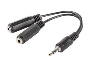 LANBERG AD-0024-BK Lanberg adapter Jack Stereo(M)->Jack(F)x2 10cm