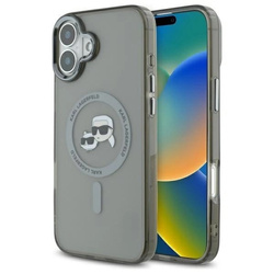 Etui Karl Lagerfeld IML Metal Karl&Choupette Head MagSafe na iPhone 16 - czarne