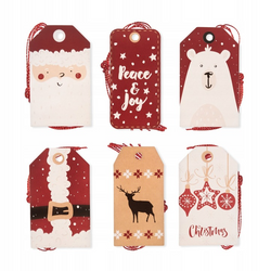 Zawieszki do prezentów ze sznurkiem Santa 24szt.