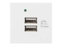 LANBERG AC 45x45 socket 230V 5V 2xUSB 2.1A white