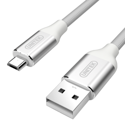 Unitek Mobile przewód USB-microUSB Nylon Silver