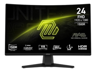 MSI MAG 242C 23.6inch VA FHD Curve 1500R 180Hz 1ms HDMI DP Headphone out Tilt Black