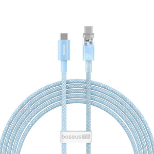 Kabel Baseus Explorer 100W USB-C - USB-C z inteligentnym czujnikiem temperatury 2m - niebieski