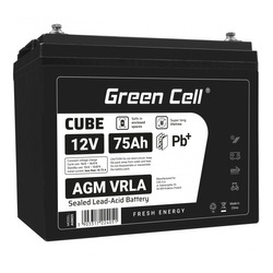 Green Cell Cube AGM VRLA IP54 12V 75Ah bezobsługowy akumulator do kampera fotowoltaiki paneli solarnych łodzi