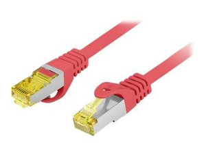 LANBERG Patchcord Kat.6A S/FTP LSZH CU 1m czerwony