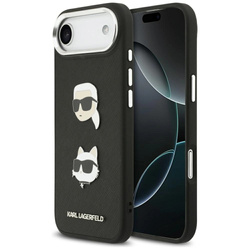 Etui Karl Lagerfeld FW Grained Karl & Choupette Heads Pins & Logo na iPhone Air - czarne