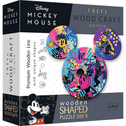 Puzzle 500+5 drewniane konturowe  Kolorowa Myszka Mickey 20168