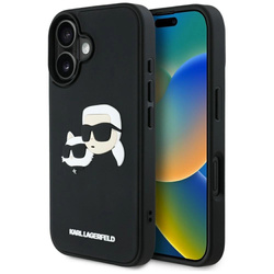 Etui Karl Lagerfeld HC 3D Rubber Double Heads na iPhone 16 - czarne