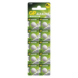 Bateria alkaliczna, guzikowa, AG10, LR54, LR1130, V10GA, 1.5V, GP, blistr, 10-pack