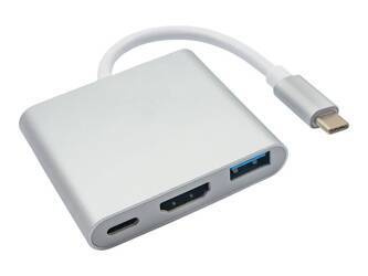 AKYGA Hub USB AK-AD-57 USB type C m / USB 3.0 A f / USB type C f / HDMI f 20cm