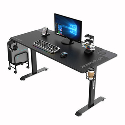 ULTRADESK Biurko dla gracza MOMENTUM - Black, 152,5x70 cm, 75,5 cm, z podkładką pod mysz XXL, uchwyt do słuchawek, na napój, telef