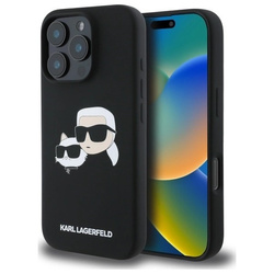 Etui Karl Lagerfeld Silicone nauble Heads Print MagSafe na iPhone 16 Pro - czarne