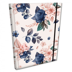 Notes B6 kratka z gumką Soft Touch Niebieskie Róże