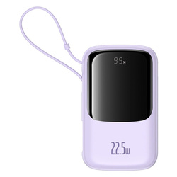 Poerbank Baseus Qpow Pro+ 10000mAh 22.5W z wbudowanym kablem USB-C z wyświetlaczem - fioletowy