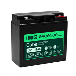 Greencell AGM VRLA 12V 18Ah bezobsługowy akumulator do kasy, zabawek, kamer (181x77x167mm)