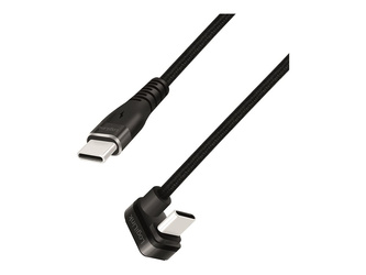 LOGILINK CU0190 Kabel USB 2.0 Type-C C/M kątowy na USB-C/M aluminium czarny 1m