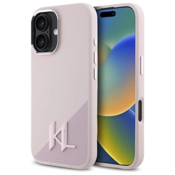 Etui Karl Lagerfeld Silicone Shadow Metal Initial MagSafe na iPhone 16 - różowe