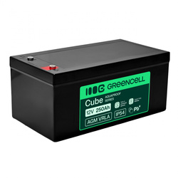 Greencell AGM VRLA 12V 250Ah akumulator do łodzi, fotowoltaiki, paneli solarnych (520x268x225mm)