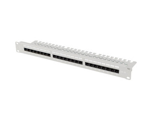 PATCH PANEL 24 PORT 1U 19" KAT.5E UTP Z ORGANIZEREM KABLOWYM SZARY LANBERG