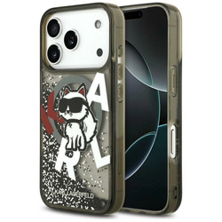 Etui Karl Lagerfeld Liquid Glitter Choupette Logo MagSafe na iPhone 17 Pro Max - czarne