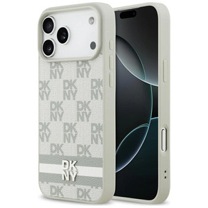 Etui DKNY Checkered with Printed Stripes na iPhone 17 Pro Max - beżowe
