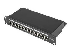 LANBERG PPF5-9012-B Lanberg Patch Panel 10, 12 port 1U, kat.5e, czarny