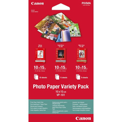 Canon Photo Paper Variety Pack VP-101, VP-101, foto papier, 5x PP201, 5x SG201, 10x GP501 typ połysk, 0775B078, biały, 10x15cm, 4x