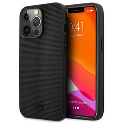Etui Mercedes Leather Meshed Metal Logo na iPhone 13 Pro / iPhone 13 - czarne