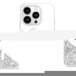 Etui Karl Lagerfeld Liquid Glitter Karl & Choupette Head Magsafe na iPhone 16 Pro Max - przezroczyste