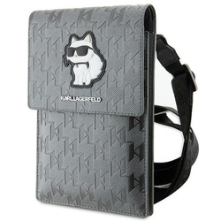Torebka Karl Lagerfeld Saffiano Monogram Choupette - srebrna